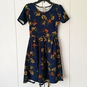 LulaRoe Amelia dress, navy floral, size XS